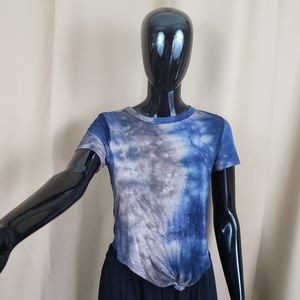 SOLD**Blue & Grey Tie Dye Ginger G Knot Top